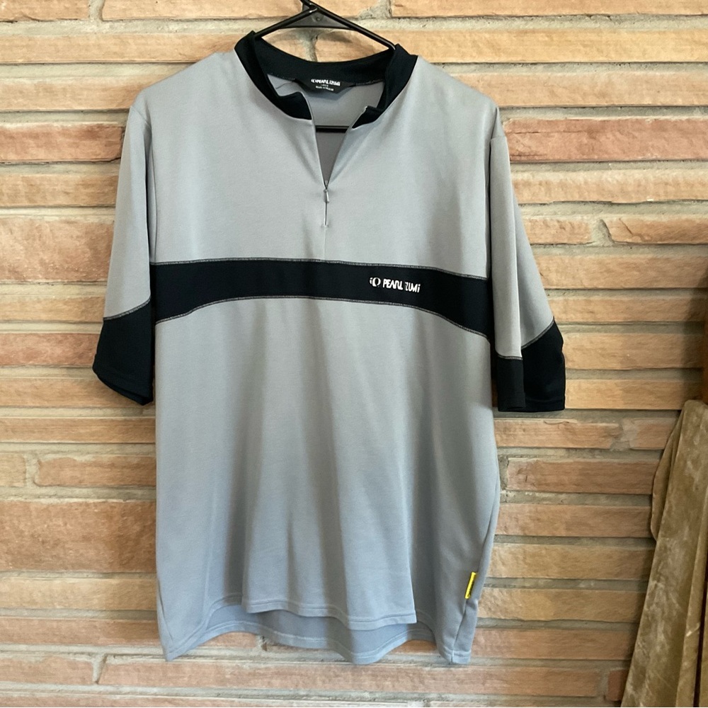 Men’s IQ Pearl Izumi Half Zip Short Sleeve Cycling Shirt Gray Large